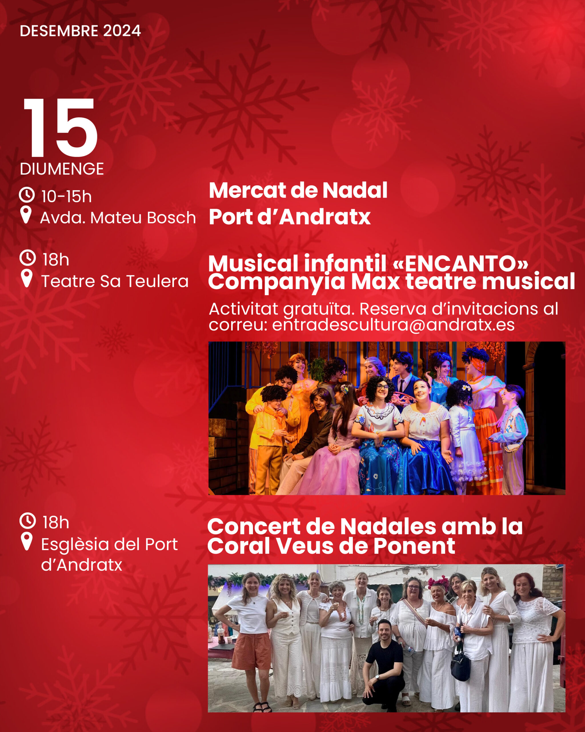 Marché de Noël Puerto de Andratx, Comédie musicale pour enfants "Encanto" and Concert de chants de Noël par le Coral Veus de Ponent - Visit Andratx